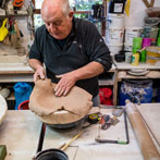 John Higgins at work in his studio 2018